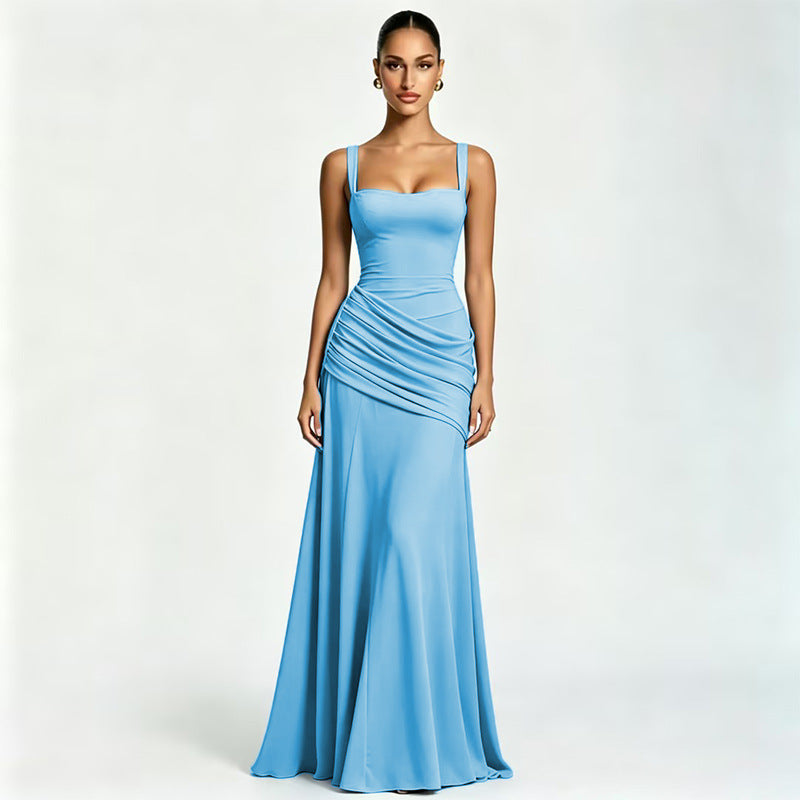 Elise Cinched Satin Slip Dress