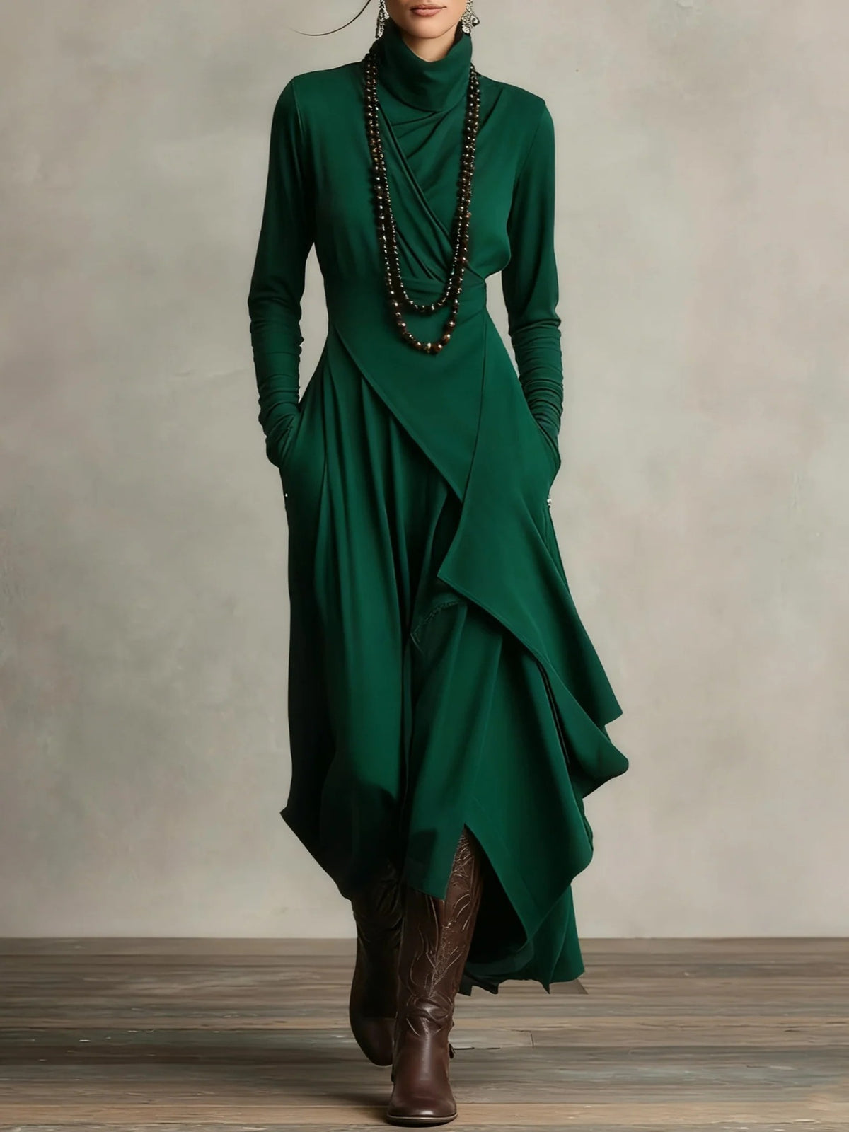 Elodie Half-Turtleneck Knit Maxi Dress
