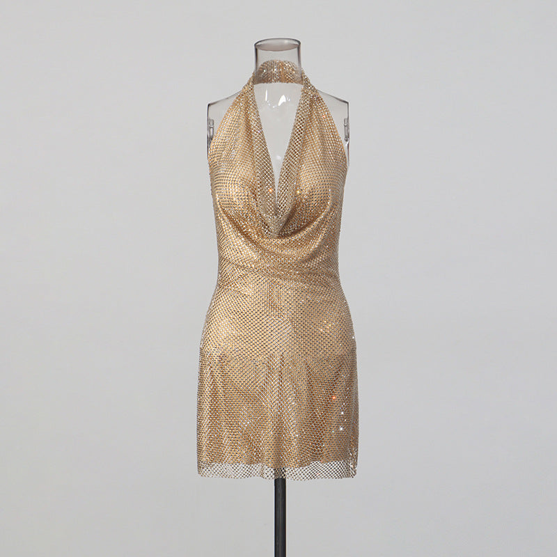 Gilda Crystal Halter Mini Dress