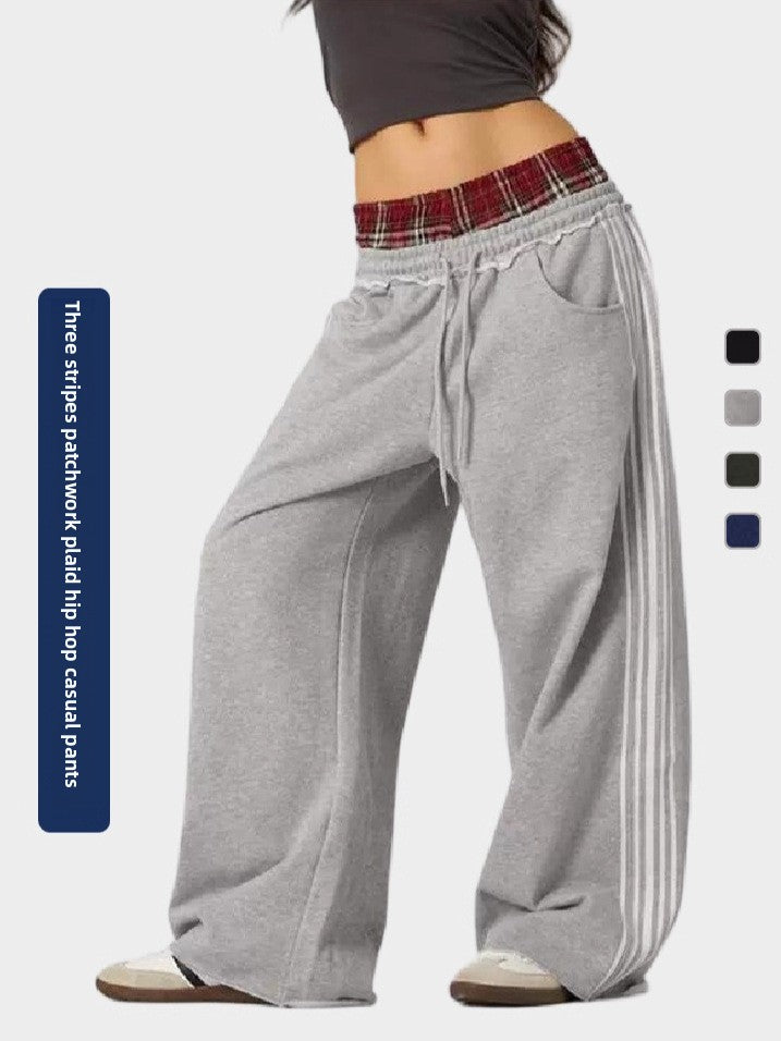 Retro Striped High-Waist Pants