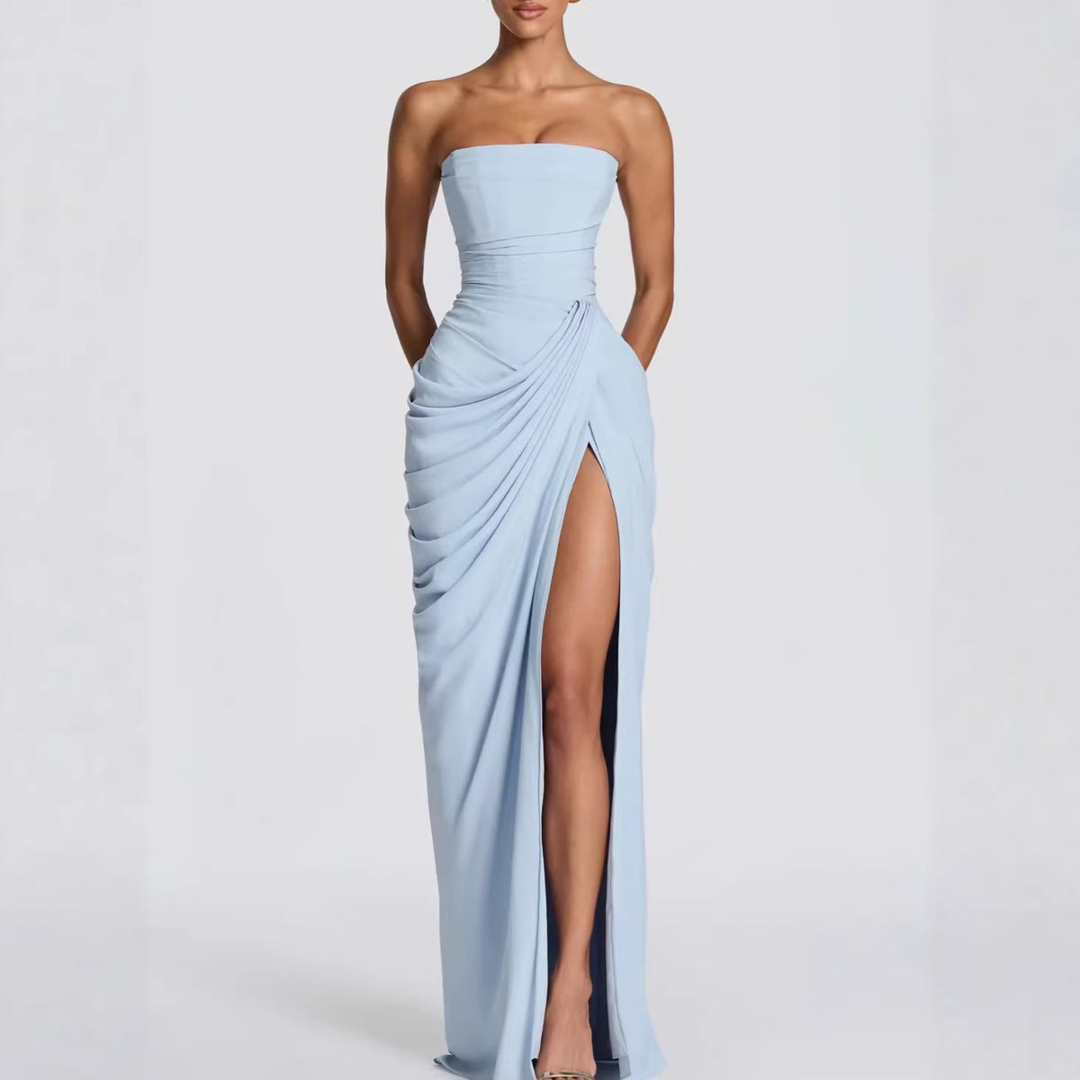 Delphine Strapless Ruched Gown