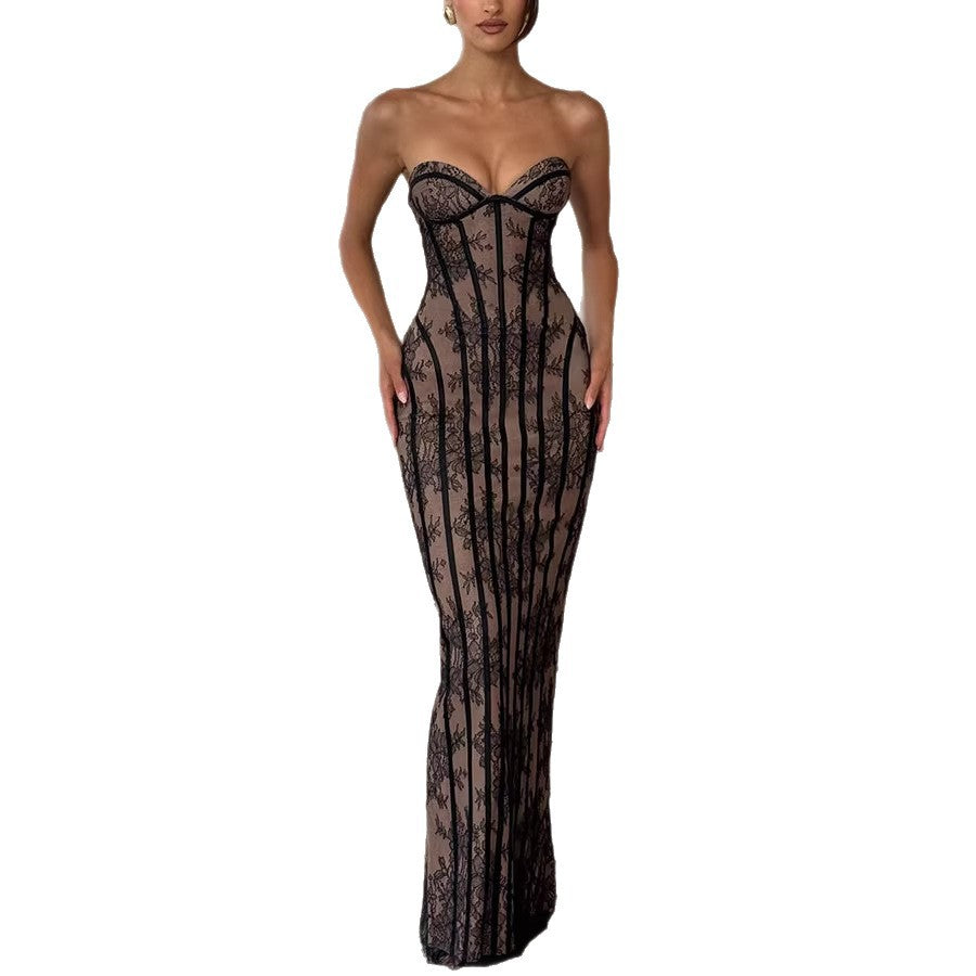 Valencia Lace Lace-Up Maxi Dress