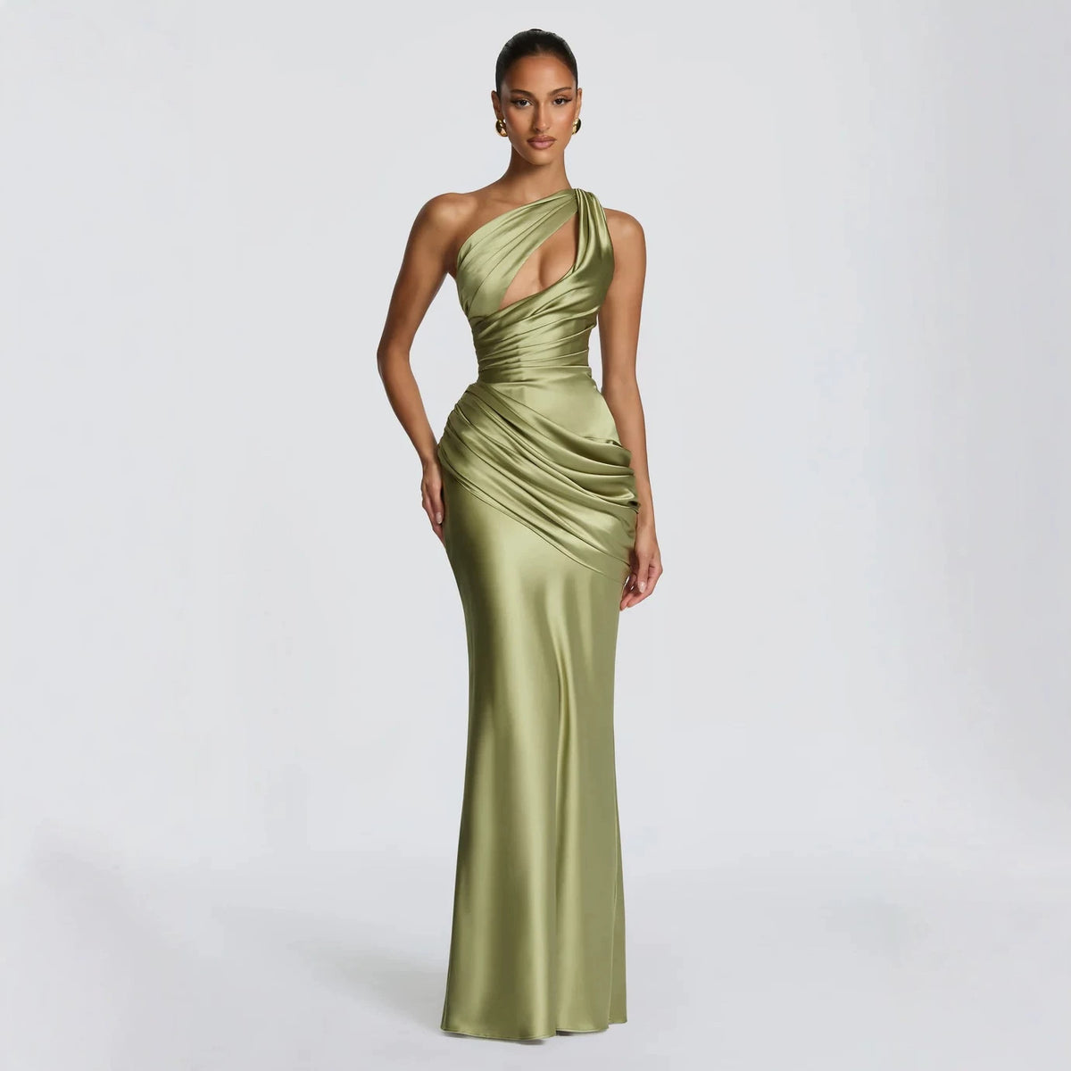 Colette Satin Draped Mermaid Gown