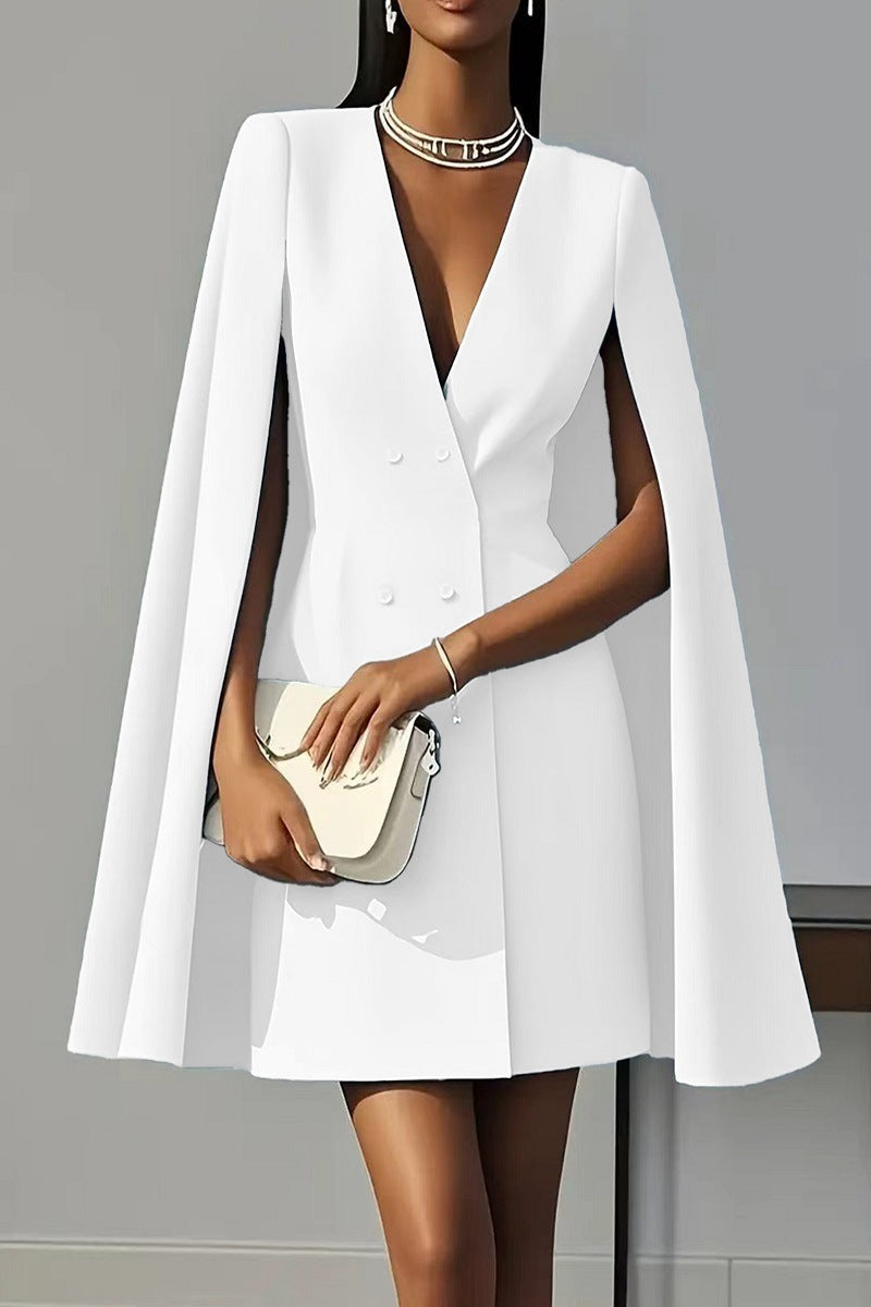 Simone Cape-Sleeve Blazer Dress