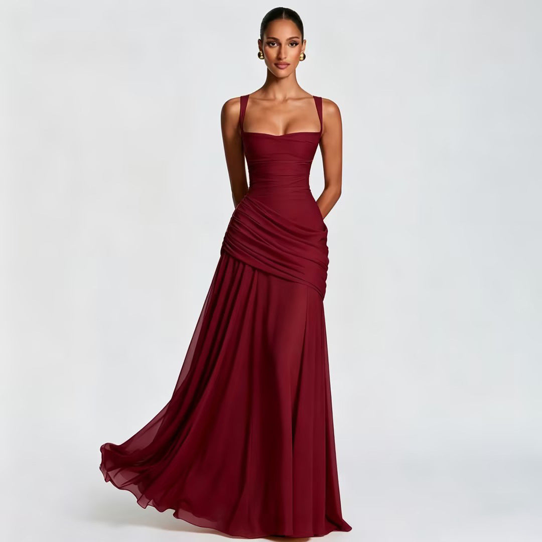 Elise Cinched Satin Slip Dress