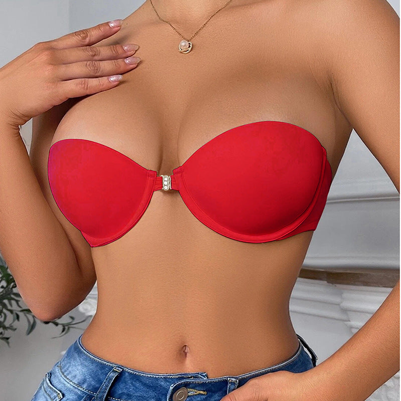 Plunge Front-Closure Strapless Bra