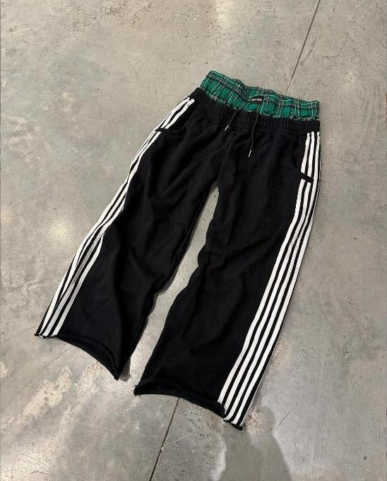 Retro Striped High-Waist Pants