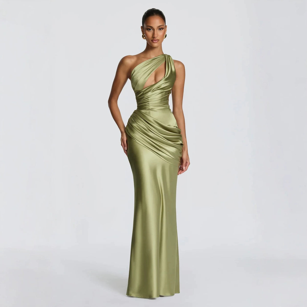 Colette Satin Draped Mermaid Gown