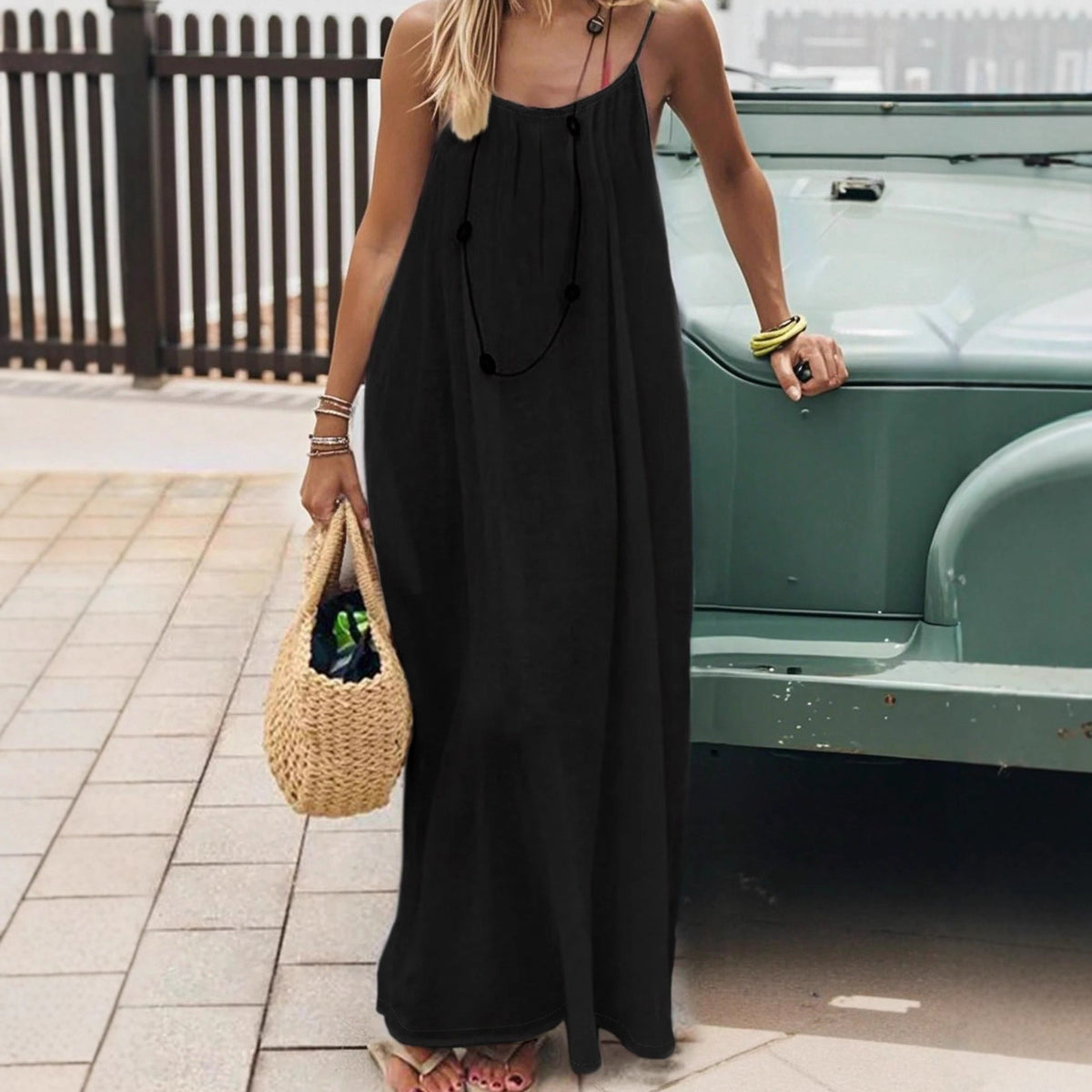 Siesta Open-Back Slip Dress