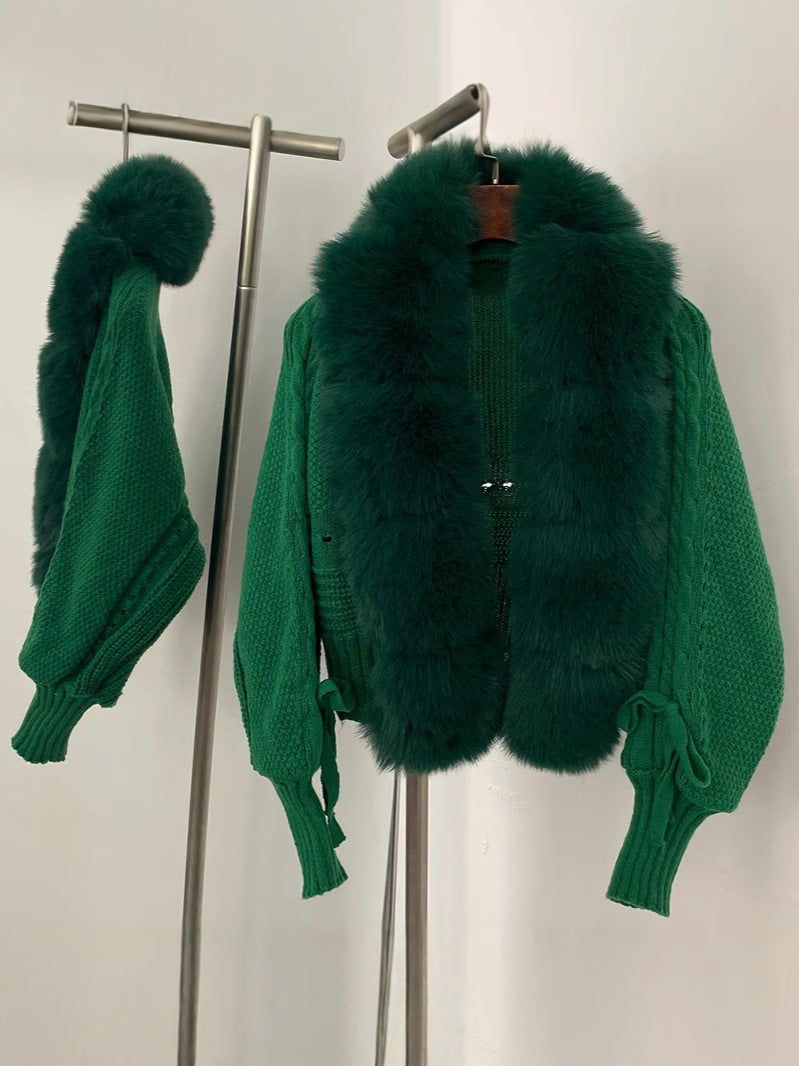 Celeste Knit Cardigan with Faux Fur Collar