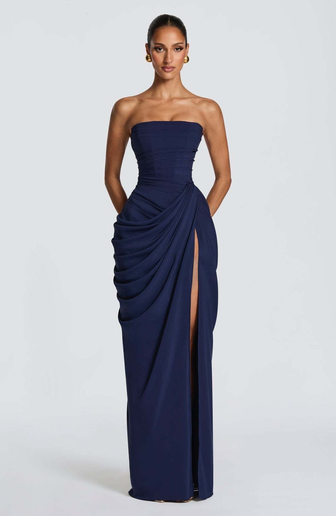 Ondine Ruffled Off-Shoulder Slit Dress