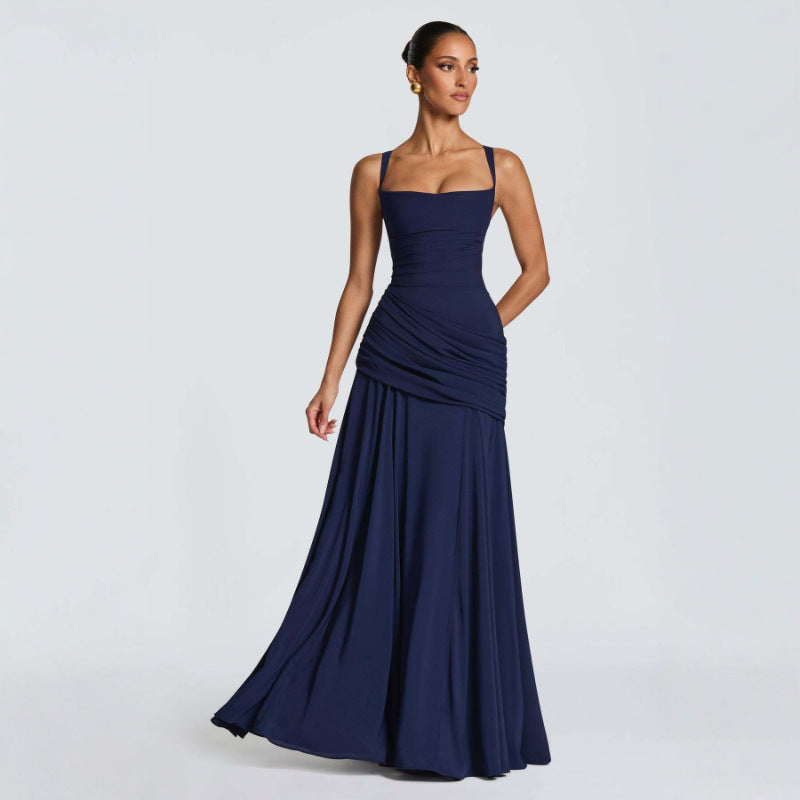 Elise Cinched Satin Slip Dress